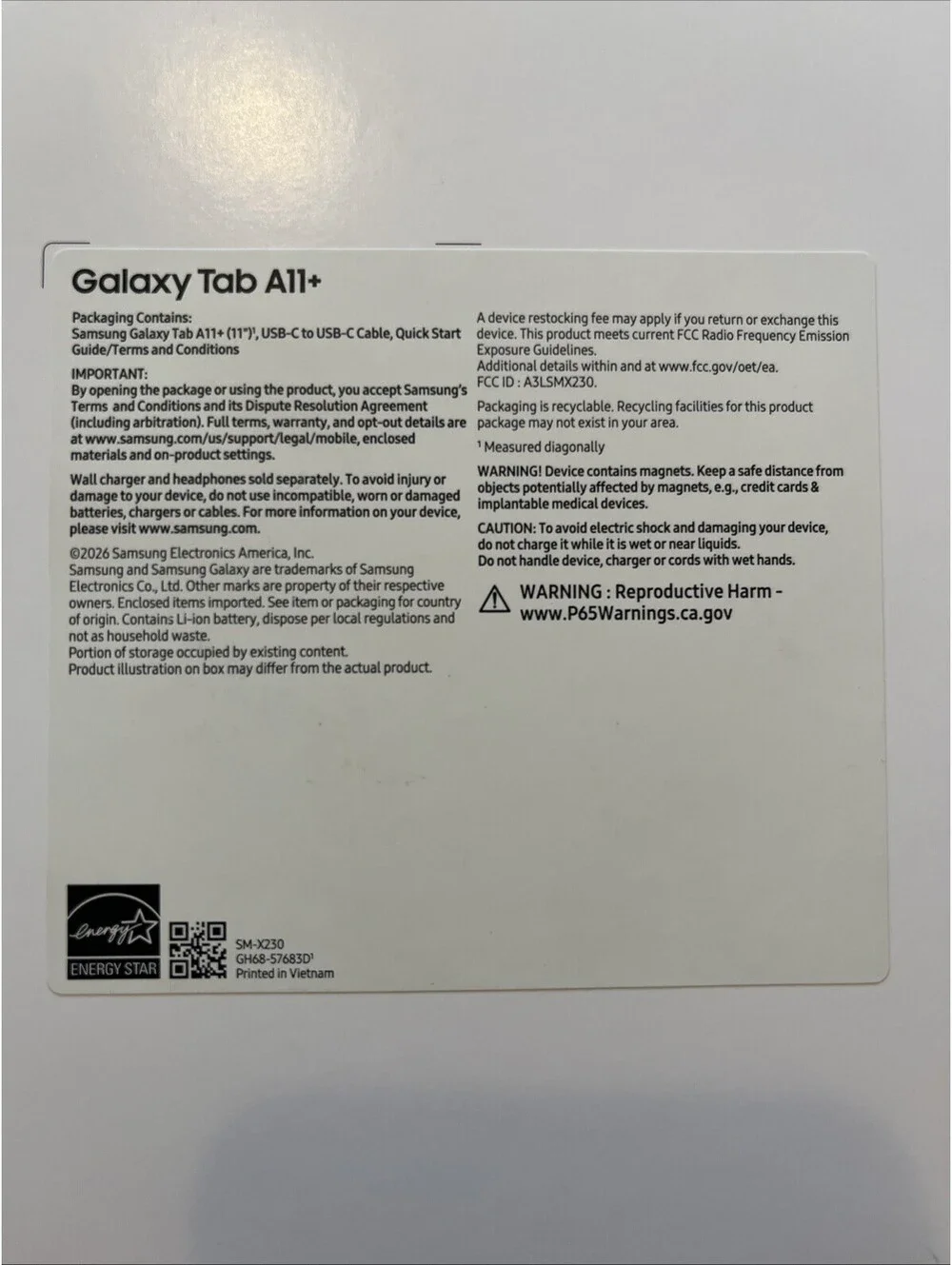 Samsung Galaxy Tab A11+ (SM-X230) 11